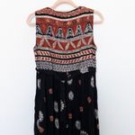 90s Positive Attitude Womens Dress Size 8P Black Rust Boho Tribal Fall Midi‎ Photo 6