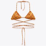 ZARA Pumpkin Inverted Bikini Set with Criss-Cross Straps and Thong Bottom Photo 1