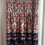 Red and Blue Strapless Maxi Dress with Smocked A Photo 0