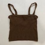 Danielle Bernstein Knit Bustier Tank Top Brown Ribbed Sweater Crop – Size L Size L Photo 1