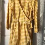 Old Navy Yellow Gingham Wrap mini Dress 100% cotton size M Photo 0