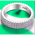 Boutique NEW 14k Gold Plated S925 Triple Row Eternity Diamond Wedding Ring, Size 7.5‎ Photo 12