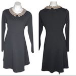 Rachel Zoe Dress Black Beige Sequin Collar Hidden Back Zipper Size Large LBD Photo 9