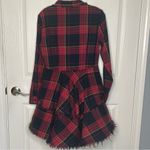 Belle Vere Sz M Plaid Frayed High Low Button Up Top Studded Waist Red Black Photo 6