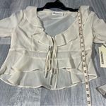 No Boundaries  Ivory Ruffle Tie-Front Crop Top  Blouse; Medium, NEW Photo 8