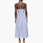 Avec Les Filles NWT Stripe Halter Neck Cotton Blend Midi Dress 6, BLUEWHITE Photo 5