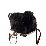 Nora Everyday Striped Drawstring 100% Paper Shoulder Bag Boho Beachy Summer Black Photo 6