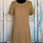 I Heart Ronson Women’s Short Sleeve Crew Neck Knit Polo Sweater Camel Dress Sz L Photo 0