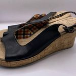 Crocs  A-Leigh Black Leather Slingback Cork Wedge Sandals size 10 Photo 1