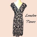 London Times  cute black and beige design midi dress! Photo 1