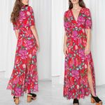 & Other Stories & Other Stories Red Floral Maxi Dress Bold Florals Sz 8 Photo 1