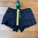 Angel Kiss Black Distressed Jean Shorts with Button Style Fly Photo 4