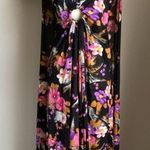 Vintage Jenni Of San Francisco Floral Botanical Maxi Dress with Cape, Size 15/16 Black Photo 1