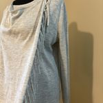 Knox Rose Women’s Small Light Gray Fringe Sweatshirt Chic Casual Photo 1