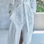 ZARA White Eyelet Embroidered Maxi Dress Large Belted Resort Coastal Vacation Photo 0