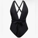 Cupshe  Women's Stripe Bikini Bowknot Shirred Swimsuit Large L NWT Photo 5