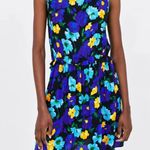 ZARA NWT Womens  Blue Flower Pattern Dress Elasticated Waisted V Front Large 2181 Photo 0