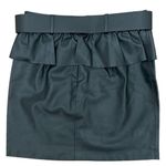 ZARA  Black Faux Leather Peplum Ruffle Mini Skirt Jewel Buckle Belt Size Small Photo 3