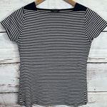 Ralph Lauren Black White Stripe Short Sleeve Button Accent T Photo 0