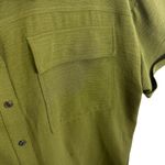 DKNY  Green Short Cuffed Sleeve Cropped Oversized Stretchy Button Up Blouse Sz XL Photo 2