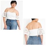 Eloquii Lace Cropped Off the Shoulder Blouse Ivory Off White Size 18 NWT Bridal Photo 1