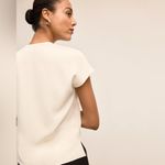 MM.LaFleur Antonia Draped Front Short Sleeve Top Eco Soft Weave Ivory Sz Small Photo 1