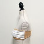 Koru Swimwear Tan Nude White Bandeau Bikini Top NWT Medium No Padding Swirl Bow Photo 3