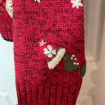 Coldwater Creek  Red Knit Ugly Holiday Sweater Cardigan Winter Activities Medium Photo 9