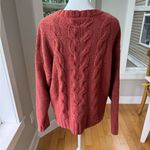 American Eagle  Burnt Orange Chenille Crewneck Cableneck Sweater Size Medium Photo 3