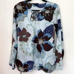 Gap Maternity Long Sleeve Tunic Top Cotton Blue Brown Floral Y2K ~ Size M Photo 0