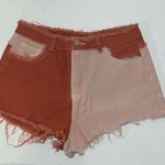 SheIn Half & Half Denim Shorts Burnt Orange Photo 0