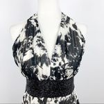 Carmen Marc Valvo  Pleated Cocktail Party Halter Dress Black White Beaded Size 4 Photo 1