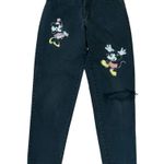 Disney Vintage 90s Mom Jeans Painted Mickey Minnie Black High Rise Straight Leg Photo 0