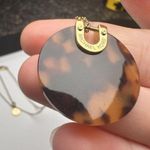 Michael Kors  Gold Tone Chain Necklace Faux Brown Tortoise Signed Photo 4