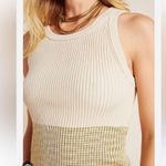 Anthropologie  Jo Ribbed Knit Striped Sweater Tank Top Beige Cream Photo 2