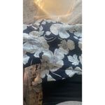 Luxe Linen Womens 12 Navy Floral Mini Dress Ruffle Sleeve Cottagecore Photo 8