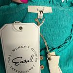 easel  Puff Sleeve Tiered Mini Babydoll Dress Green Small Flowy Romantic Boho NWT Photo 4