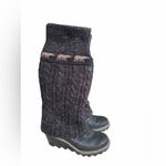Sorel Womens Black Knit Bear Pattern Leg Warmers Boot Toppers Size 8.5 Photo 1