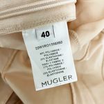Mugler Logo Plaque Sheer Panel Long Sleeve Stretch Bodycon Mini Dress Neutral 40 Photo 2