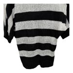 AB Studio  Black White Striped Color Block Short Sleeve Sequin Sweater Size XL Photo 2