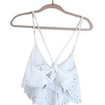 Free People NWOT Movement Eyelet Ruffle Crop Top White Medium Photo 2