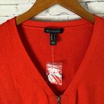 H by Halston NWT  Bright Orange Lightweight Knit Zipper Cardigan Photo 3