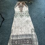 Hale Bob  medium M halter Cream and Black Maxi dress double side slits Photo 5