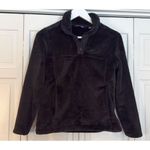 Lands End black plush cozy quarter snap pullover sweater xs Black Photo 1