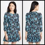 Tanya Taylor ππ Raven Dress ~ Paisley Floral Blue Print 6 NWOT Drop Waist Silk Photo 2