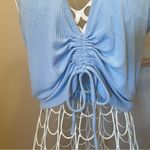 Tilly's Tilly’s Ribbed, V-neck, Ruched / Scrunched Center Cropped Tank Top, Size S Photo 3