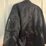 Gap  Women's Black Long Quilted Bomber Jacket sz Medium Photo 4