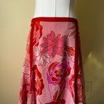 Vintage Y2K 100% Silk Handkerchief Hem Skirt Size 4 Red & Pink Floral Photo 1
