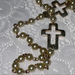 Silver Color Cross And Faux Pearl Necklace Photo 9