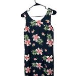 Pineapple Moon Gray Floral Silk Maxi Sleeveless Dress Vintage Pink Green Small Photo 1